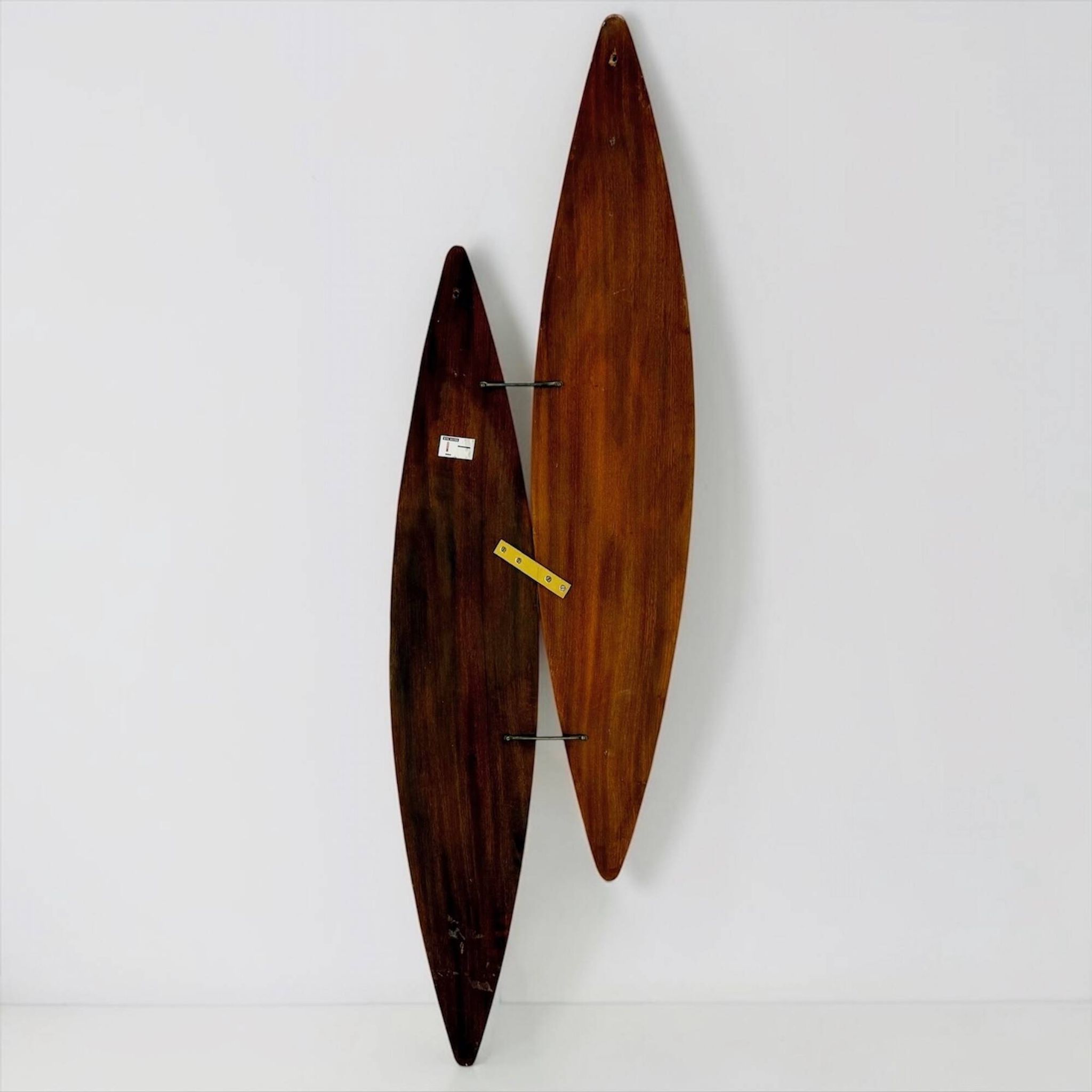 Sculptural Double Wall Mirror in Wood and Brass, Italy 1960s