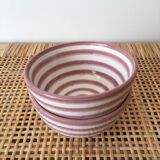 Lot of Moroccan ceramic bowls striped pink