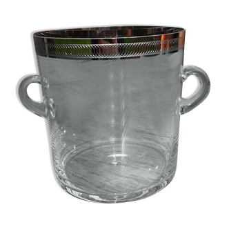 Glass ice bucket and silver net