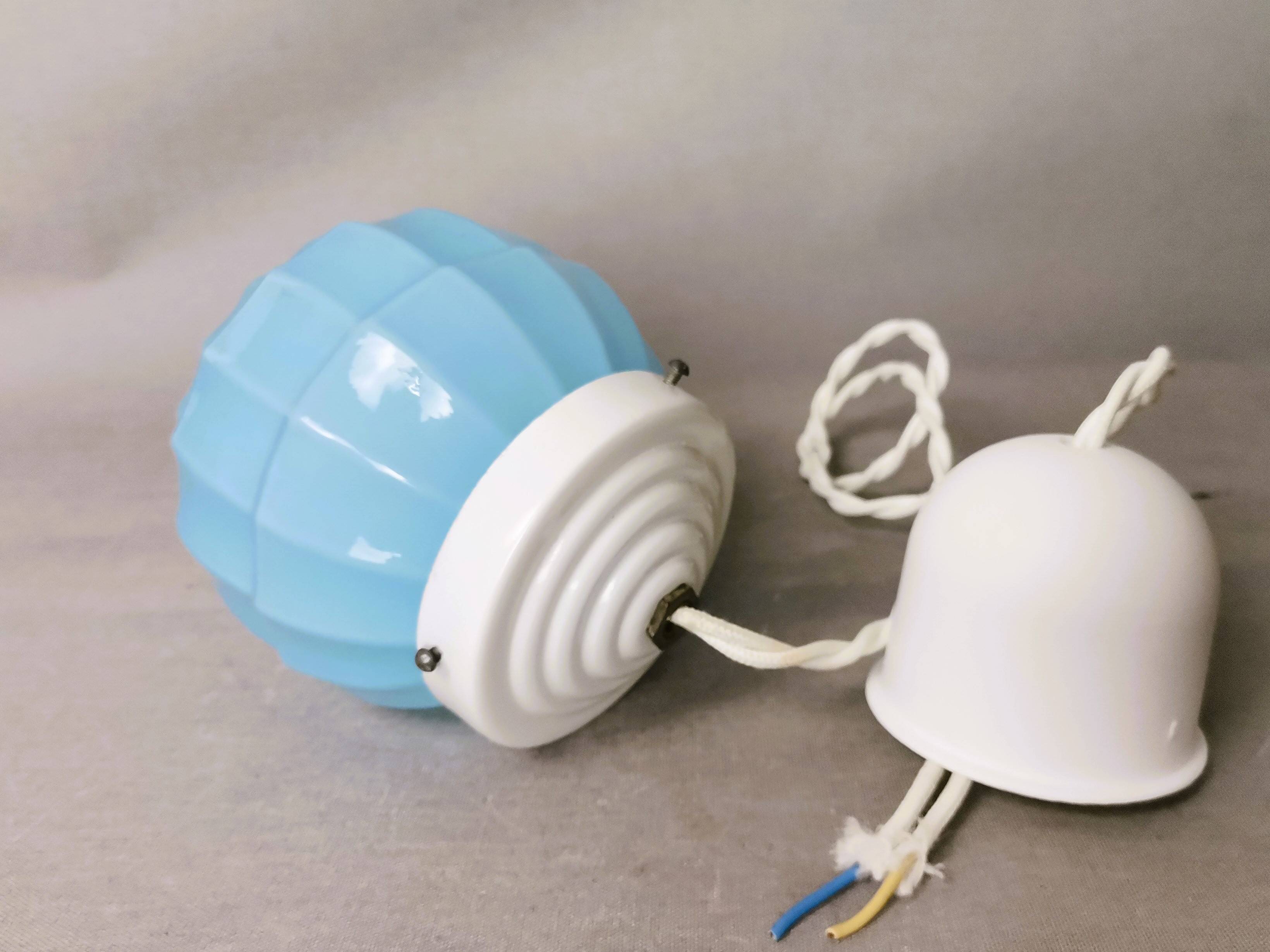 Small Art Deco blue Ceiling Lamp, 1940s