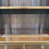 English walnut two-body library from the early 20th century.