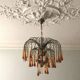 Vintage 1970s brass and Murano glass chandelier