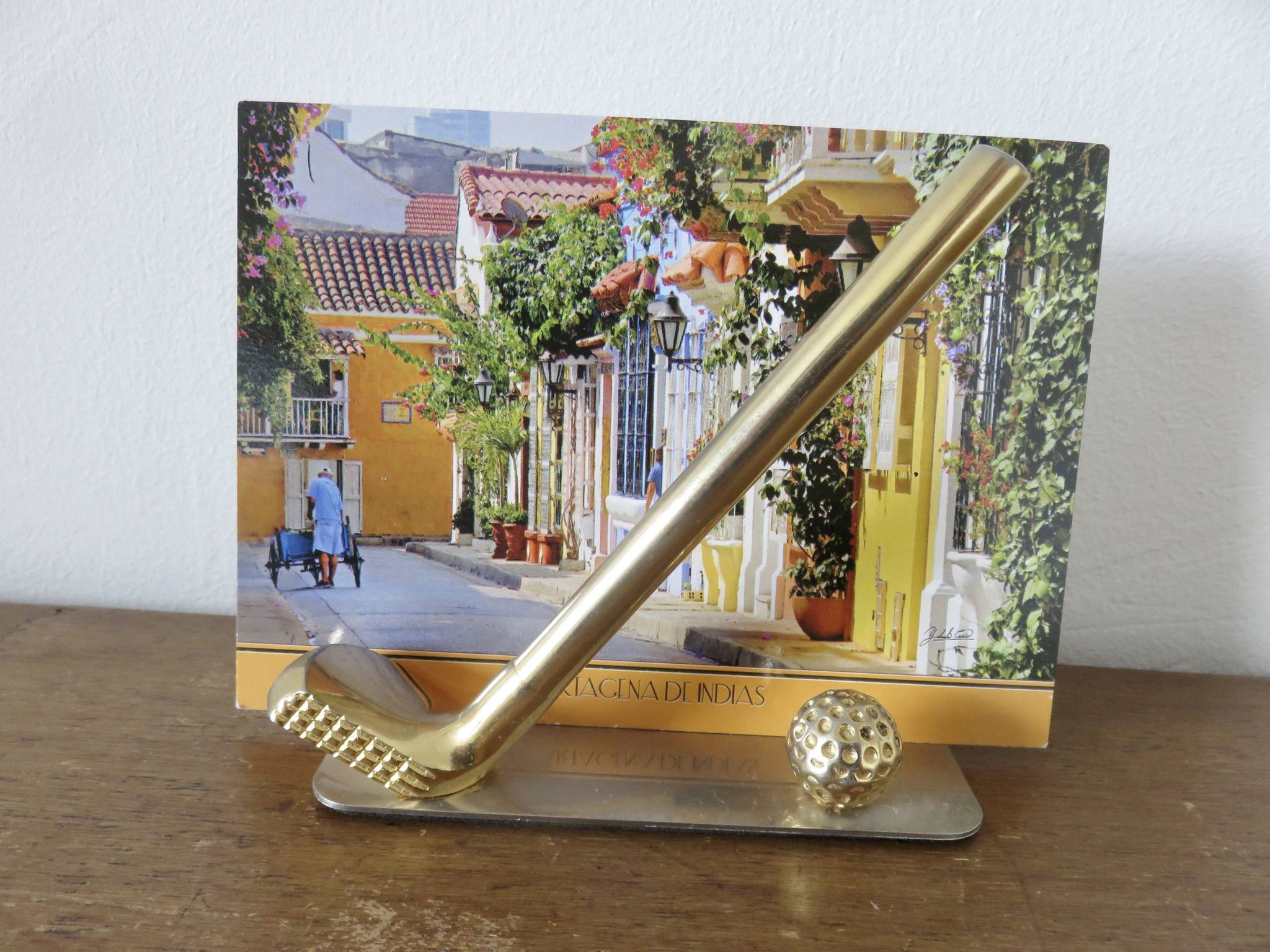 Chrome and brass bookends "tennis & golf" from the 1970s.