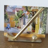 Serre livres en métal chromé et laiton "tennis & golf" années 70