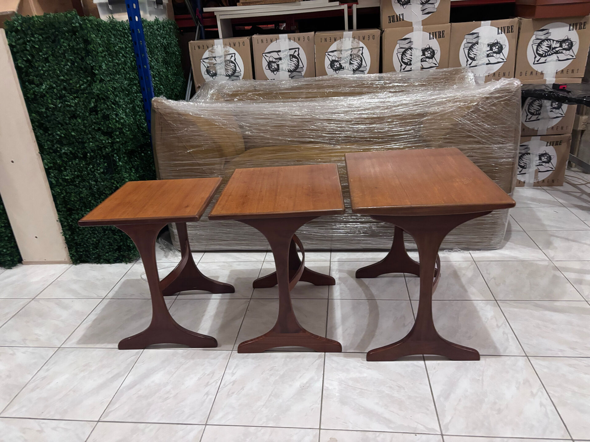 set of 3 nesting tables in teak
