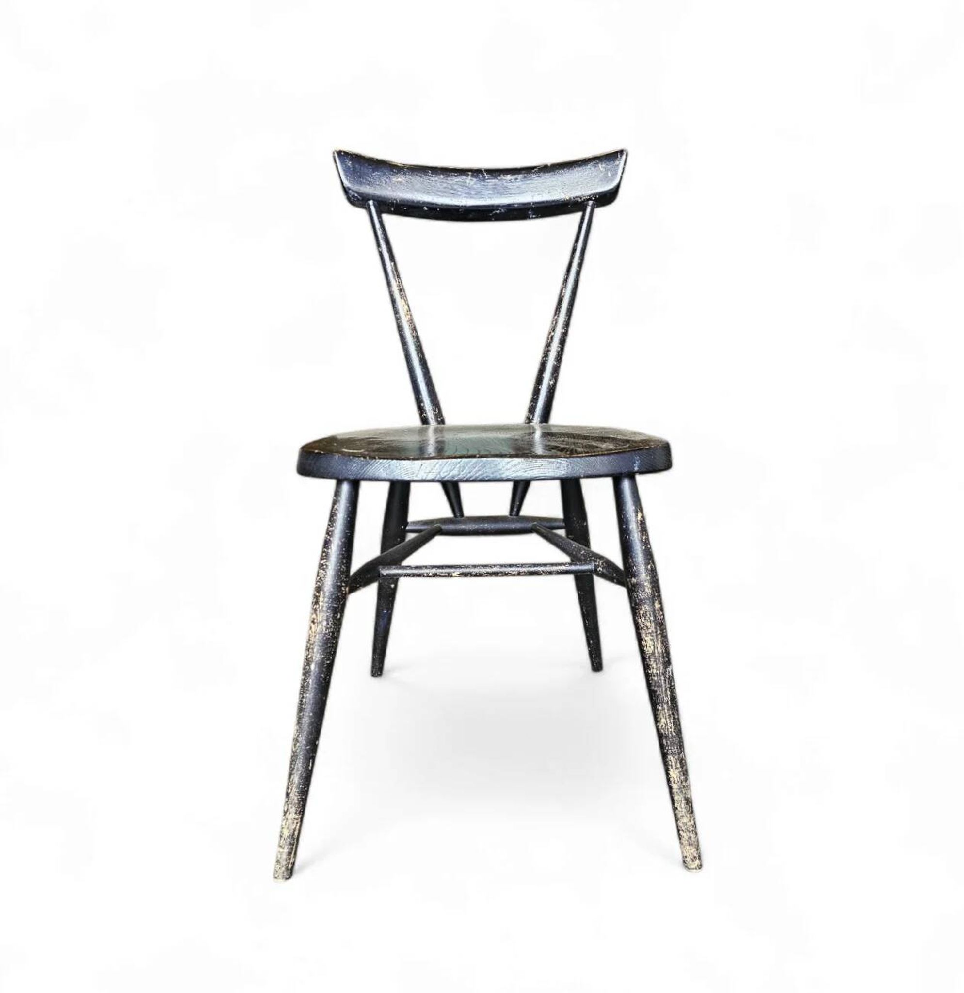 Chaise empilable noire Ercol L.Ercolani années 1950