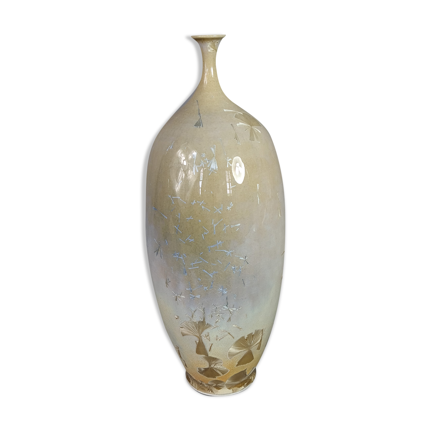 Designer vase ceramic glazed and iridescent vintage 80s