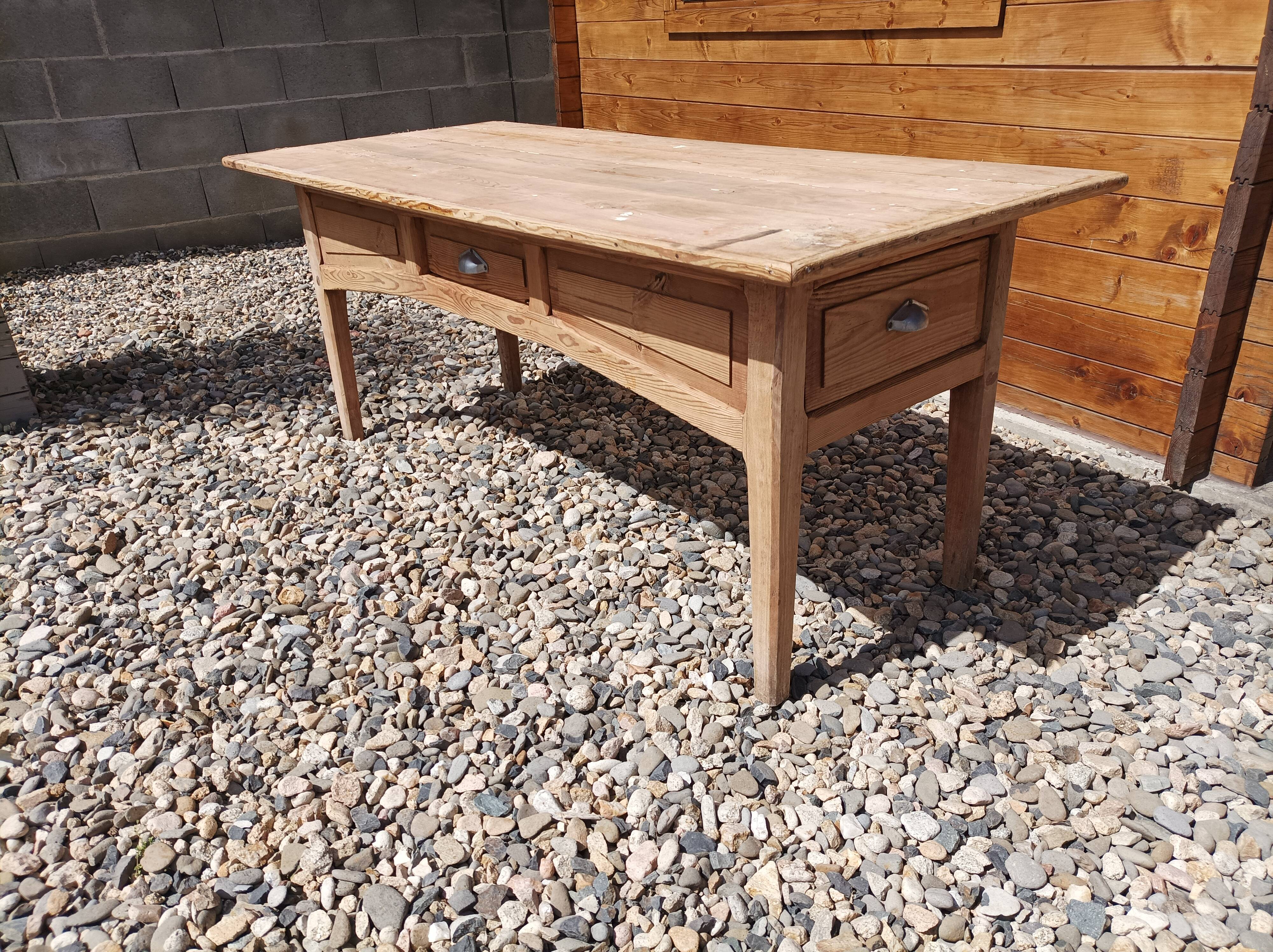 Old fir table 3 drawers
