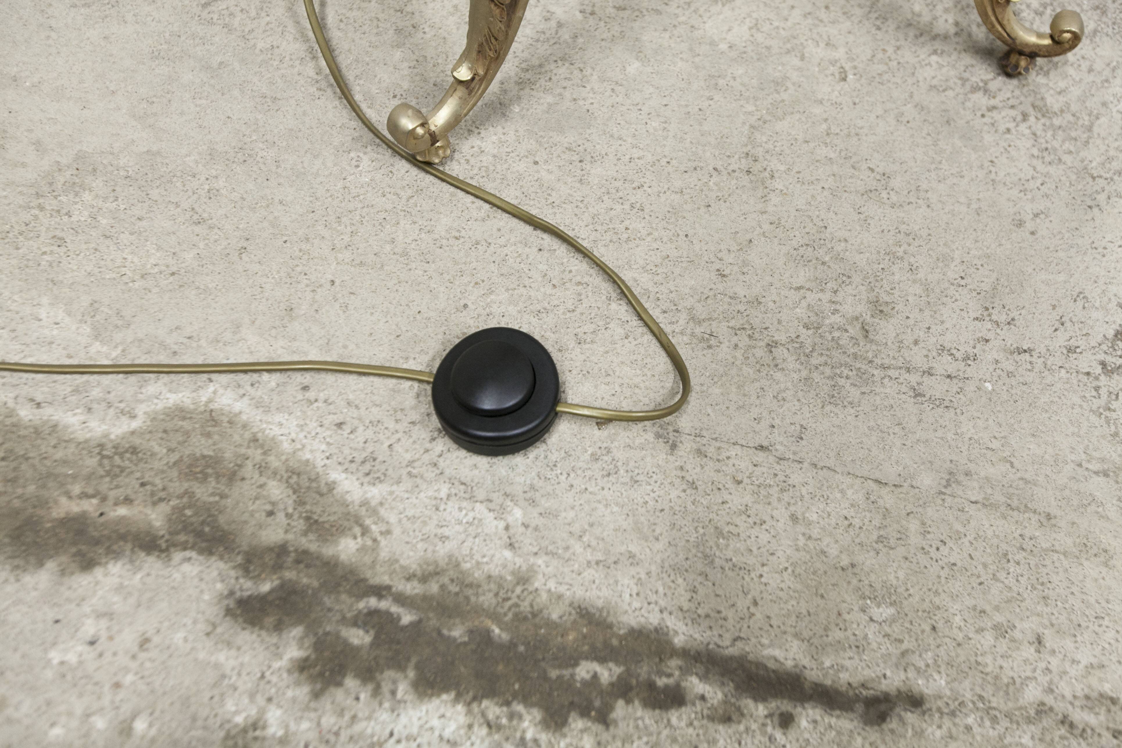 Bronze and white marble floor lamp 1960