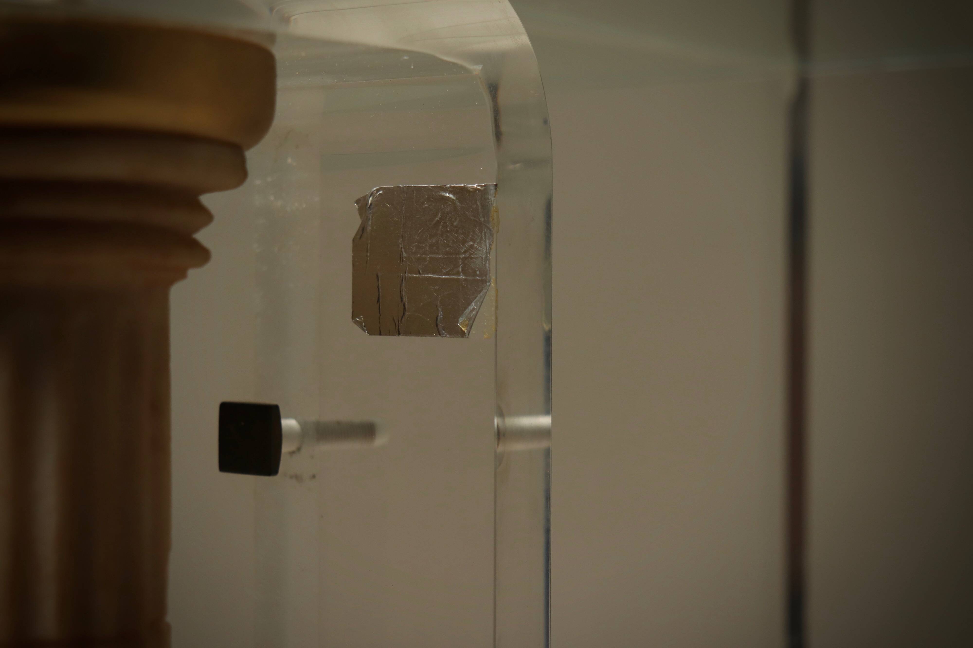 Italian Modern Plexiglass Console Table with Roman Column Details 1980s