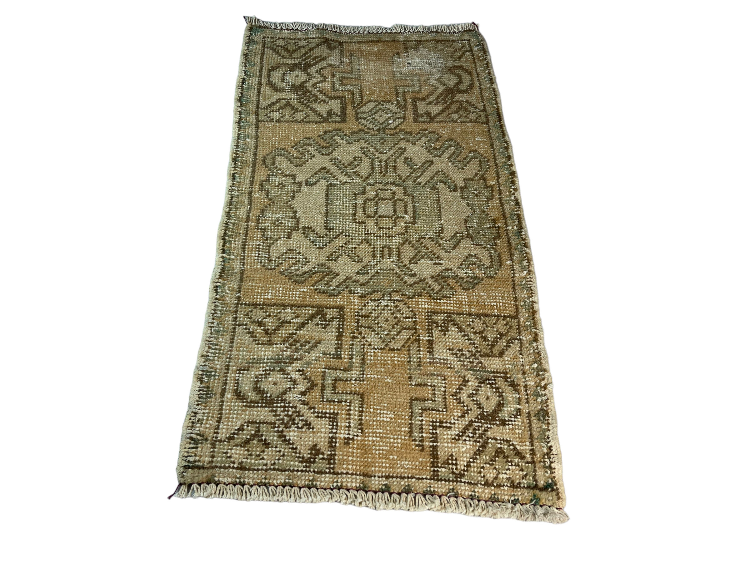 Vintage turkish pastel mini rug 91x 51 cm