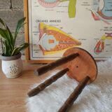 Old farm stool, wooden tripod campaign