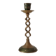 Twisted vintage candlestick in enamelled solid brass