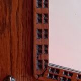Large Art Deco Mirror with Geometric Frame and Hooks