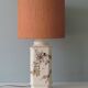 Lampe à poser en céramique émaillée couleur crème Louis Drimmer  avec nouvel abat-jour.