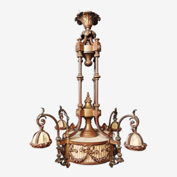 Louis XVI chandelier in late 19th century bronze