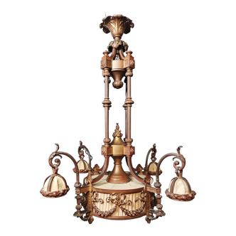 Louis XVI chandelier in late 19th century bronze