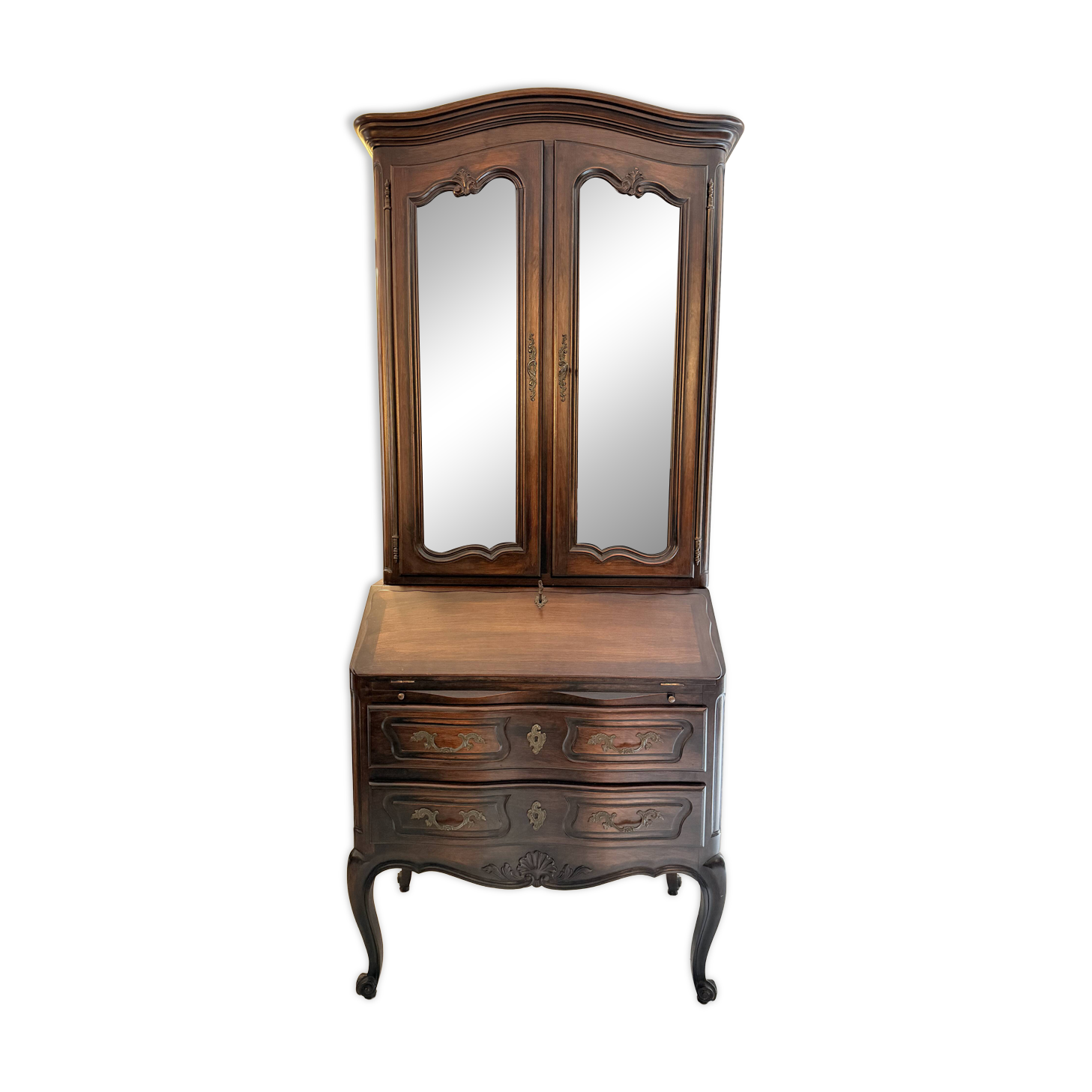 Display secretary in cherry wood, Louis XV style.