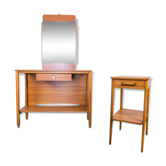 Set of 2 entry console furniture with 60s mirror