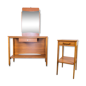 Set of 2 entry console furniture with 60s mirror