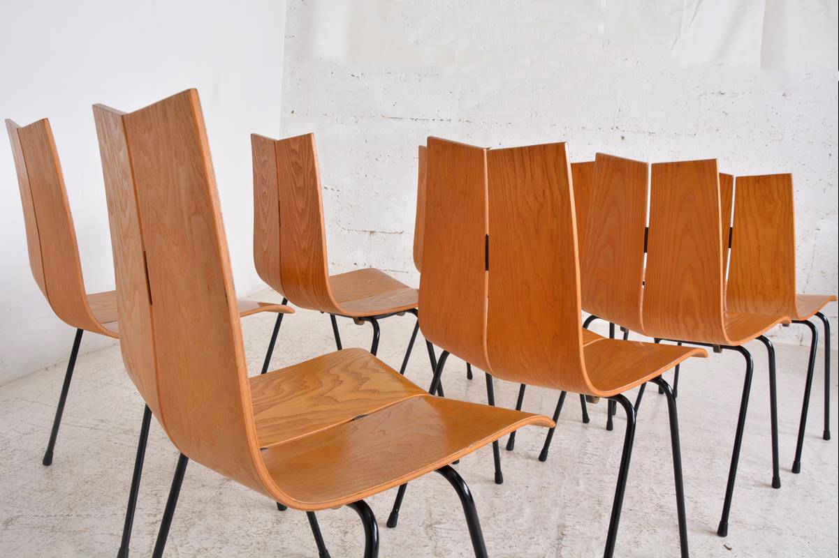 Set of 8 GA Chairs by Hans Bellmann for Horgen-Glarus, Switzerland, 1960s