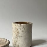 Cylindrical travertine candlestick by Fratelli Mannelli, Italian design 1970