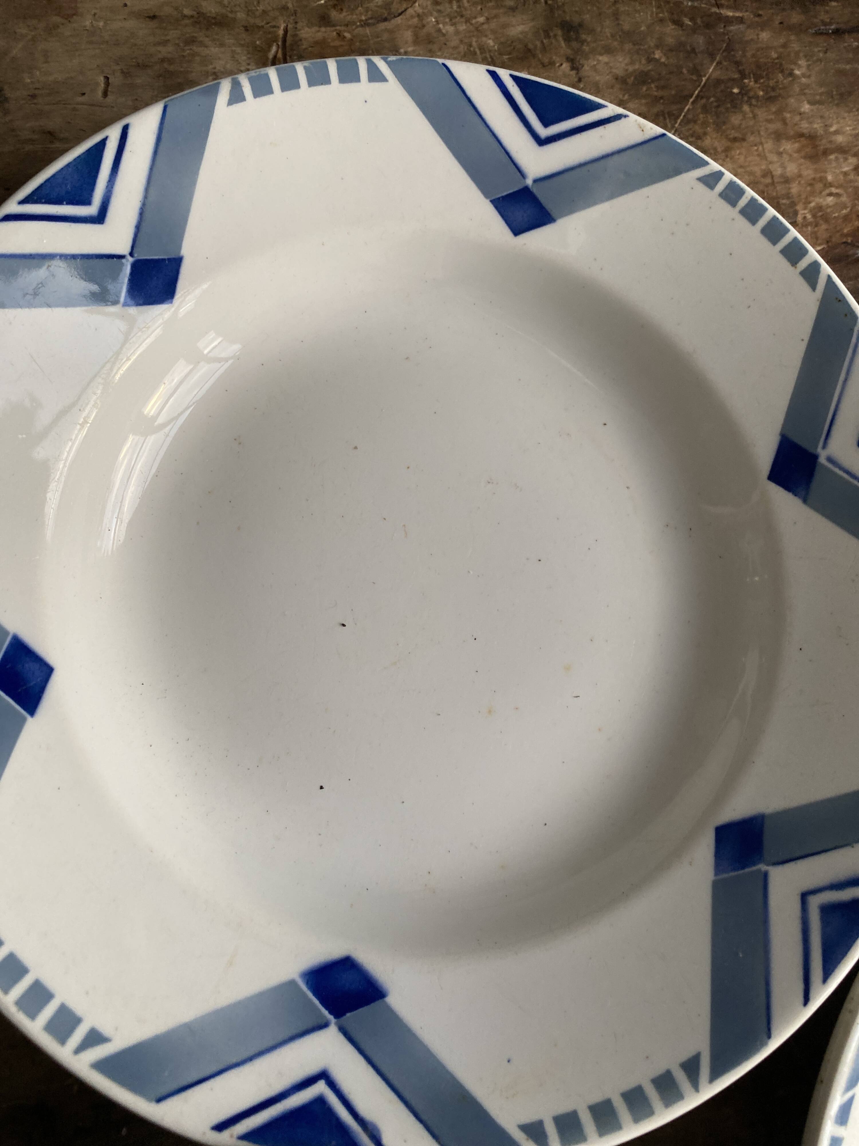 Set of 6 Art Deco Deep Plates - Moulin des Loups Orchies - Model PAX