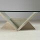 Table basse italienne en travertin et verre, 1970s