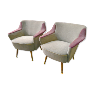 Paire de fauteuils club années 50-60