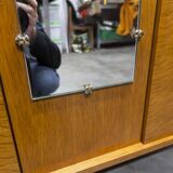 1970 Scandinavian wardrobe with shelves and mirror, 21x126, 2 doors.