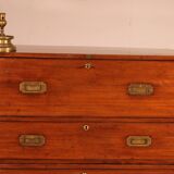 Commode militaire, de marine en acajou blond avec secrétaire, XIXème siècle
