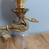 Swan and glass globe wall lamp