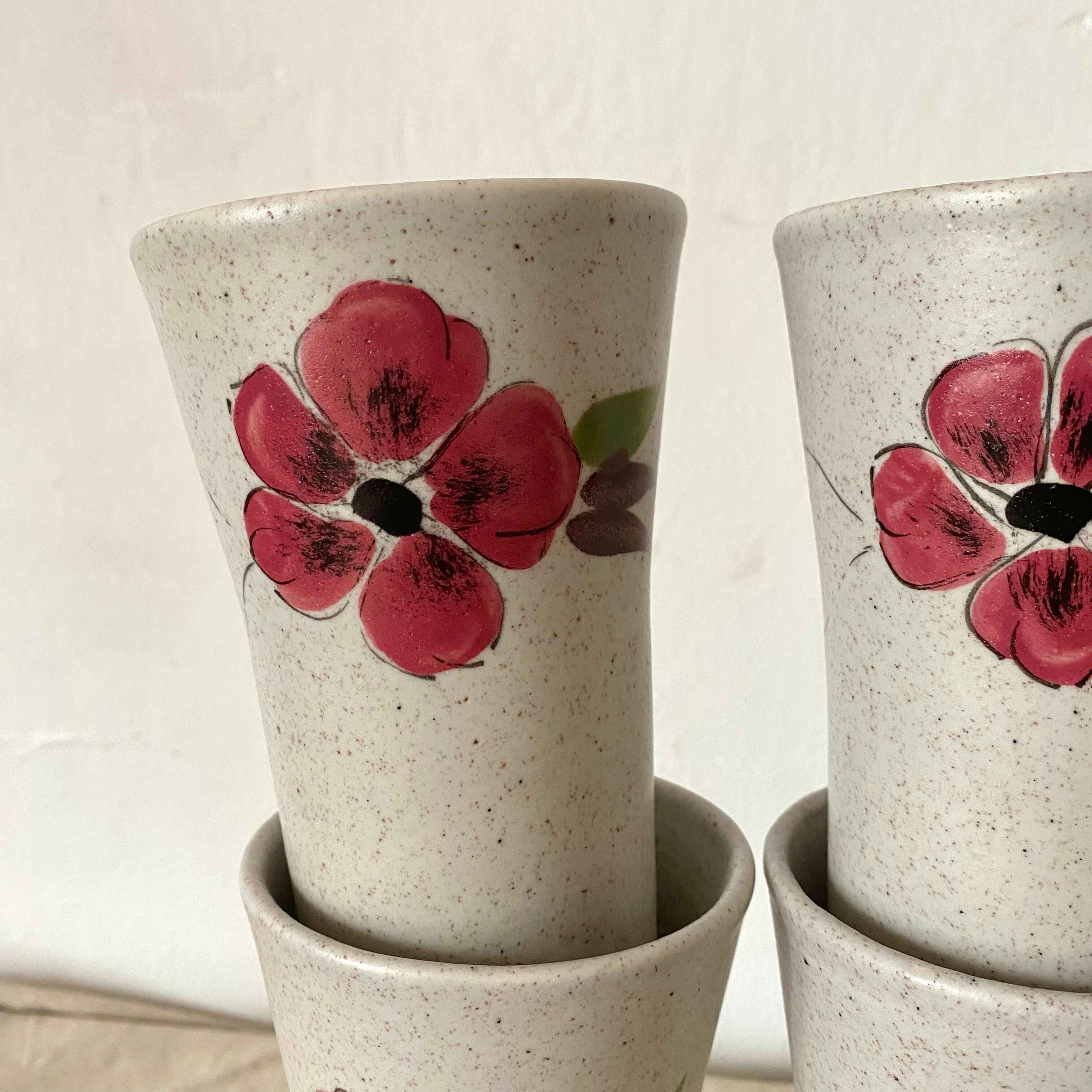 Glasses in vintage floral stoneware