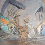 Malagasy painting on signed silk