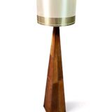 Vintage 80s design floor lamp in leather and brass.