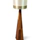 Vintage 80s design floor lamp in leather and brass.