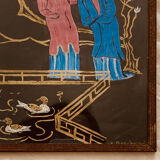 Pair of old China vintage bird painting paintings