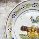 Antique French Earthenware Plate Revolutionary Rooster "I sing for freedom 1791" Nevers 19th century