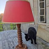 Large turned wooden lamp base