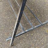 Vintage rectangular coffee table with ceramic inlaid flowers and steel.