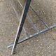 Vintage rectangular coffee table with ceramic inlaid flowers and steel.