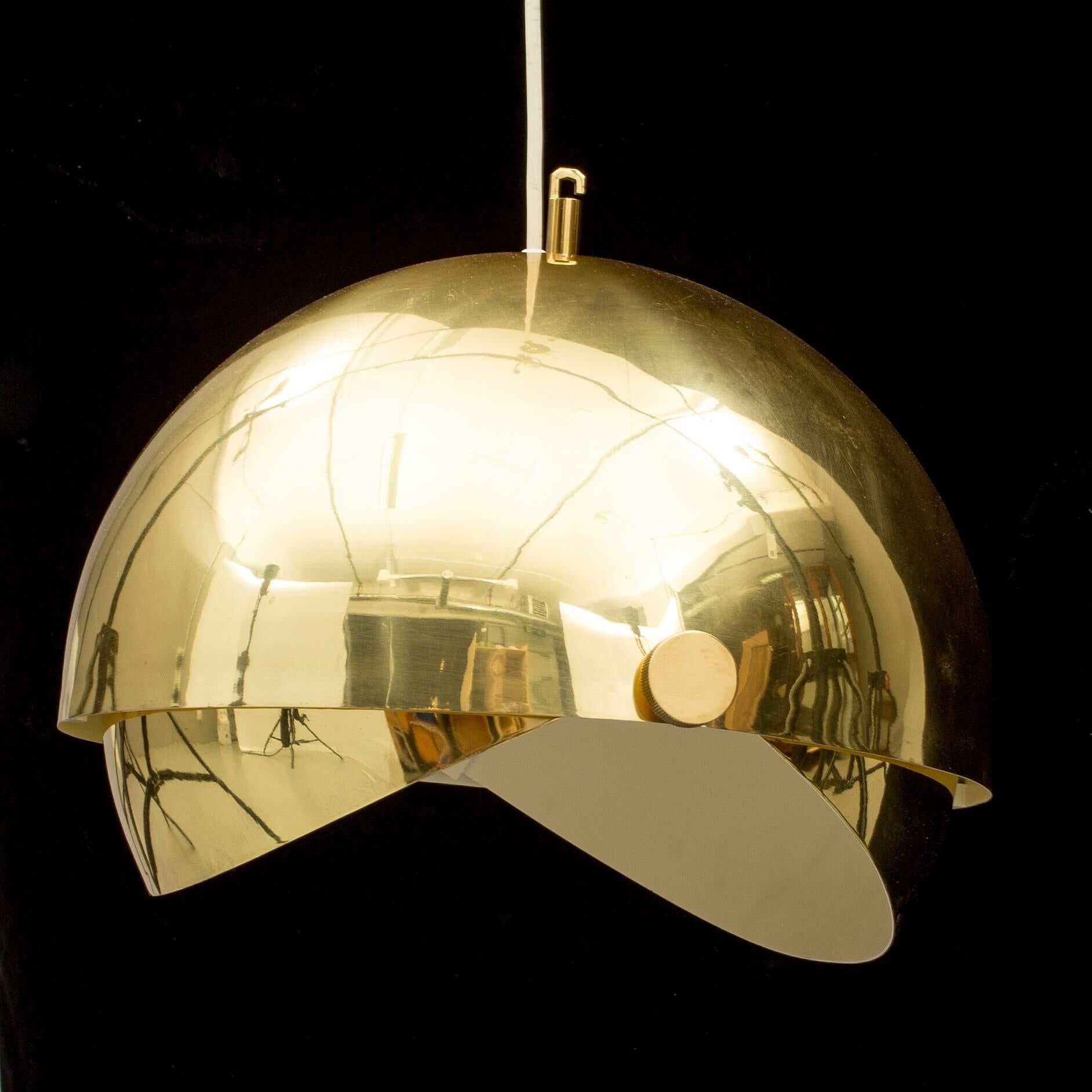 Adjustable spherical brass lamp by Münchner Werkstätten Germany 1970