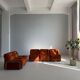 Modular Sofa Incorporated Coffee Table Burnt Orange Velvet