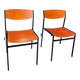 Pair of Gijs Van Der Sluis chairs in orange wood with black legs, Netherlands