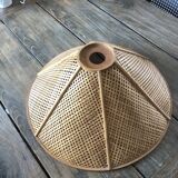 Large pendant light / lampshade in woven blond wicker