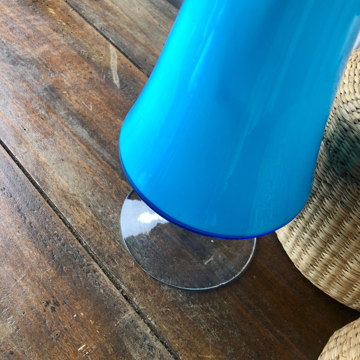 Blue opaline vase h37 cm