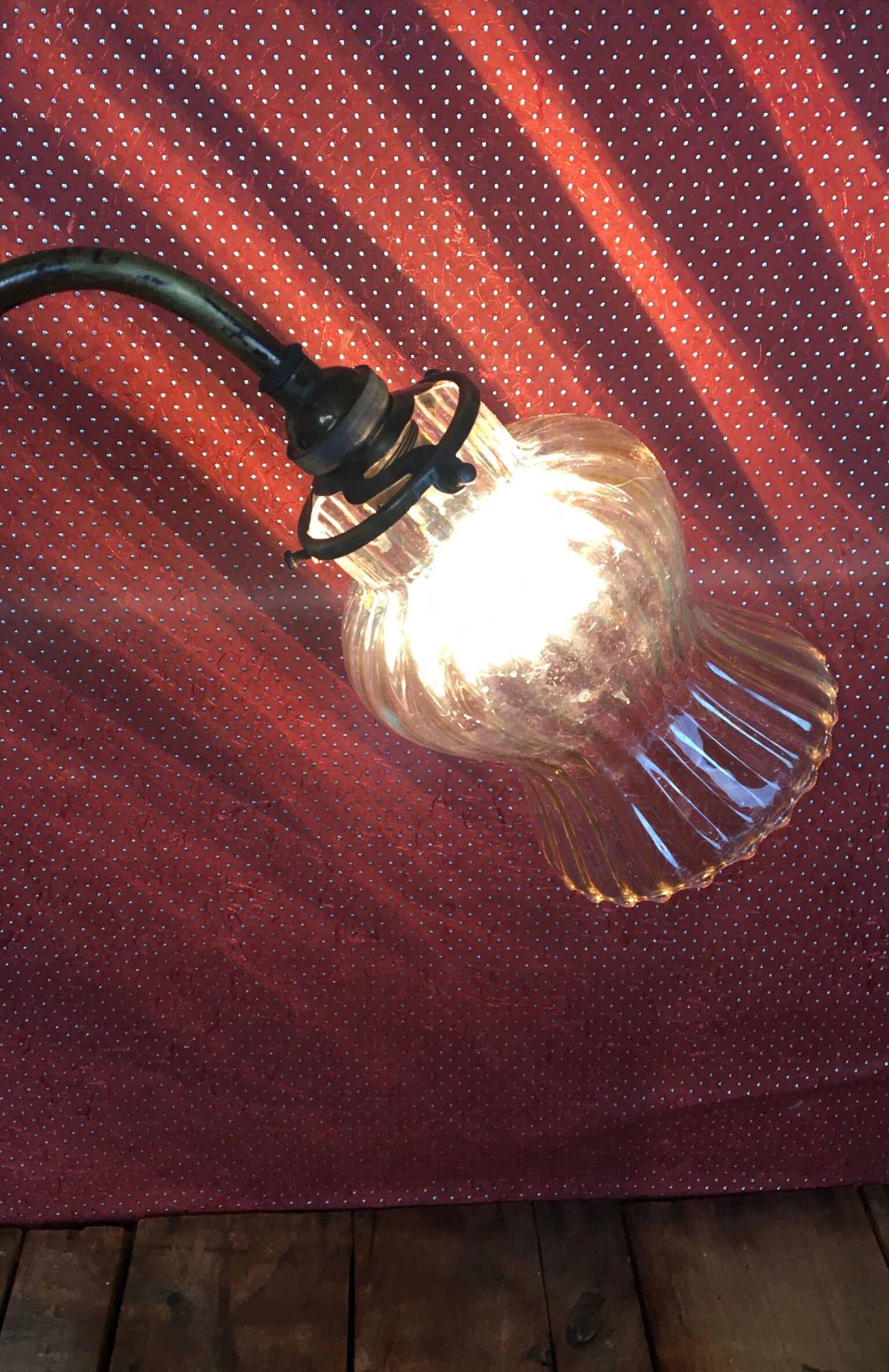 Brass and glass tulip sconce