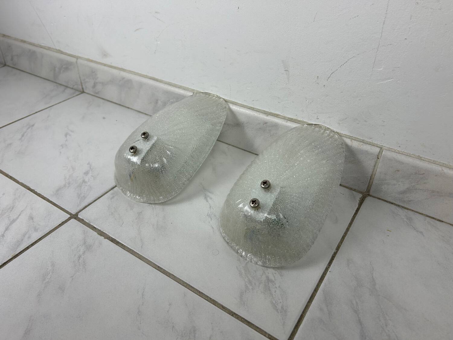 Set of two vintage Italian glass wall lamps