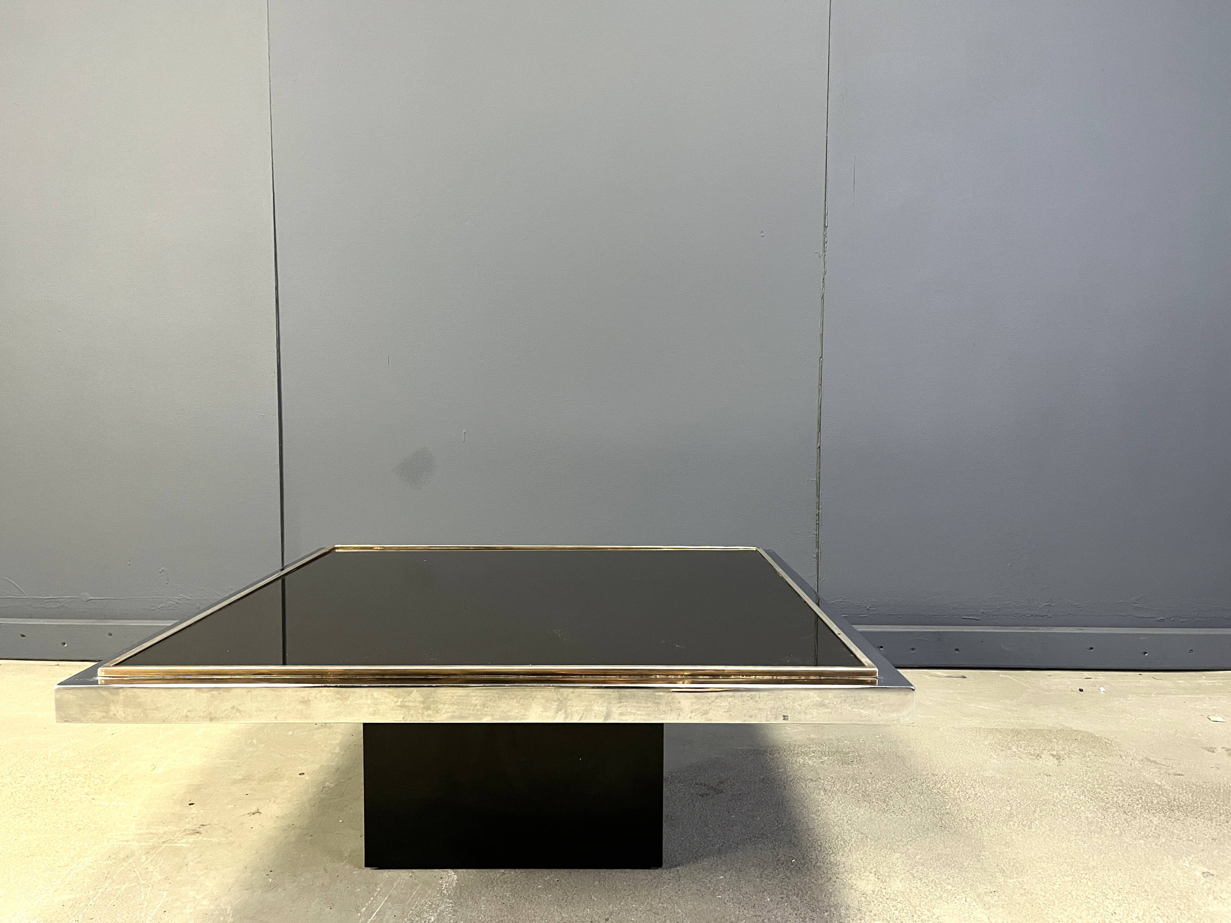 Vintage chrome and brass coffee table, 1970s