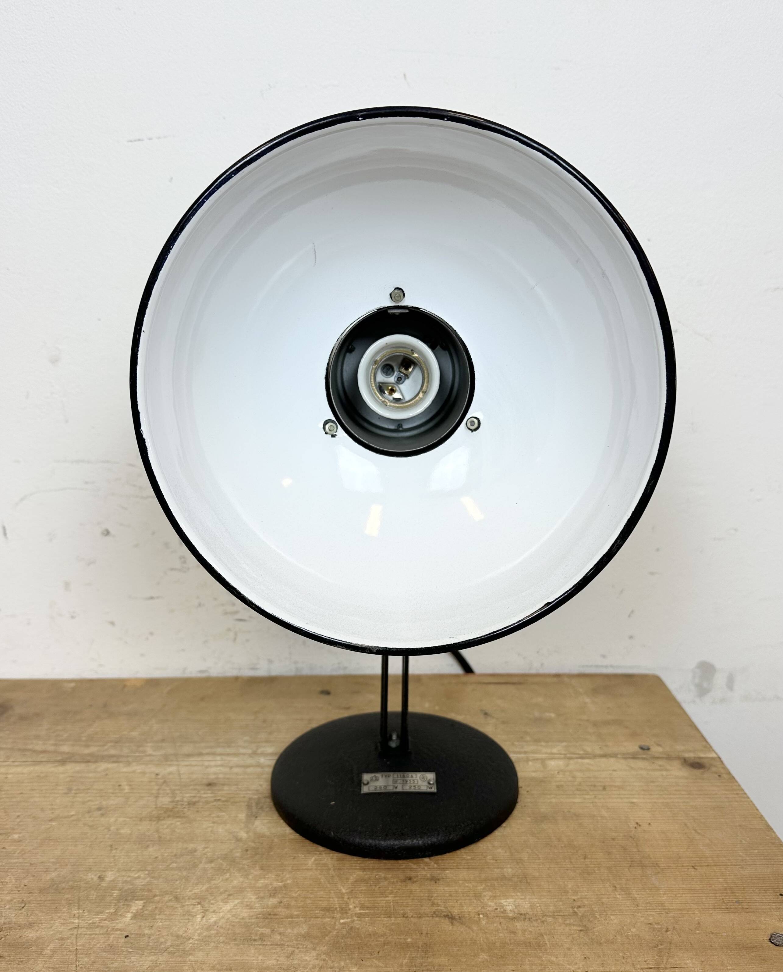 Vintage black enamel table photo lamp, 1950s